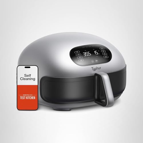 Typhur Dome 2 Air Fryer: smart air fryer with dual heating, self-cleaning, fits pizza, quiet and efficient.