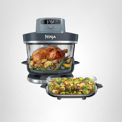 Ninja Crispi Pro: 6-in-1 glass air fryer, 450°F max heat, multi-use containers, safe and versatile cooking.