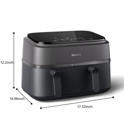 Philips Dual Basket Air Fryer - Healthy, Fast, and Versatile Cooking, 9.5QT Capacity, Touchscreen, 2-Drawer Design (NA350/00)