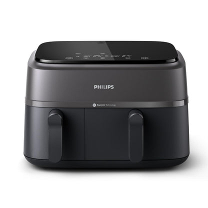 Philips Dual Basket Air Fryer - Healthy, Fast, and Versatile Cooking, 9.5QT Capacity, Touchscreen, 2-Drawer Design (NA350/00)