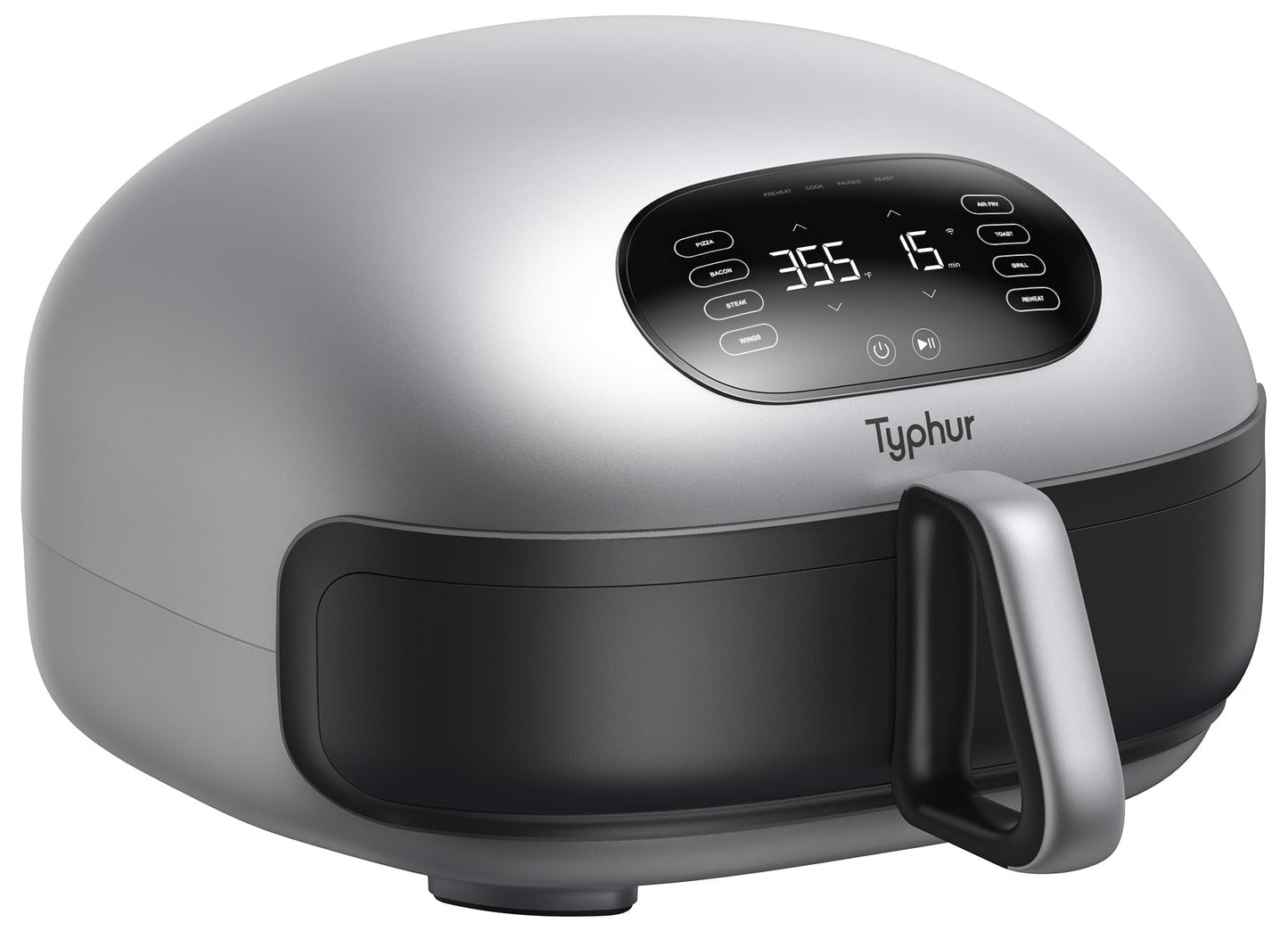 Typhur Dome 2 Air Fryer: smart air fryer with dual heating, self-cleaning, fits pizza, quiet and efficient.