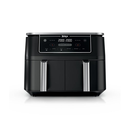 Ninja DZ302 Air Fryer: 10QT dual basket, cook two foods at once, 6-in-1 functions, powerful and efficient cooking.