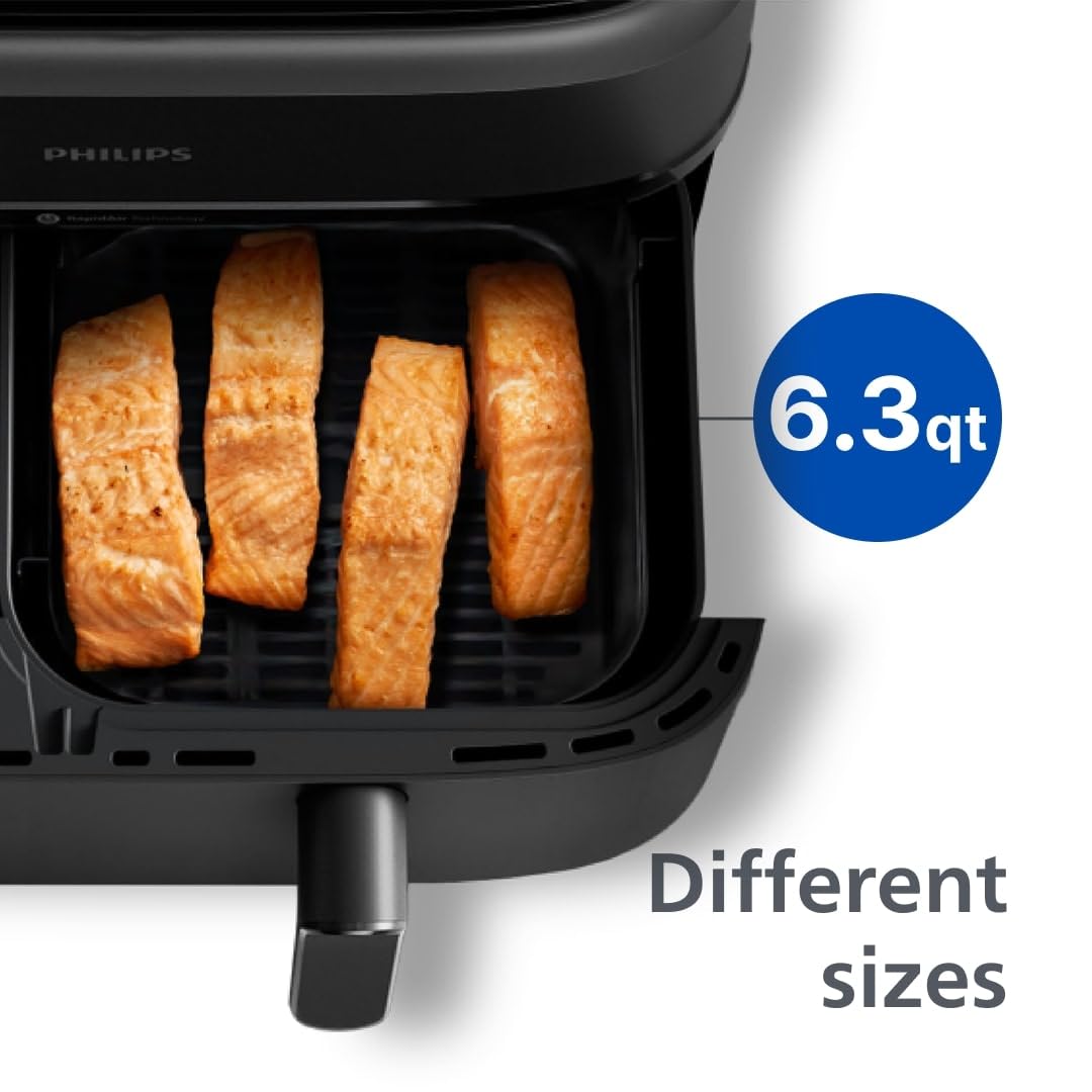 Philips Dual Basket Air Fryer - Healthy, Fast, and Versatile Cooking, 9.5QT Capacity, Touchscreen, 2-Drawer Design (NA350/00)