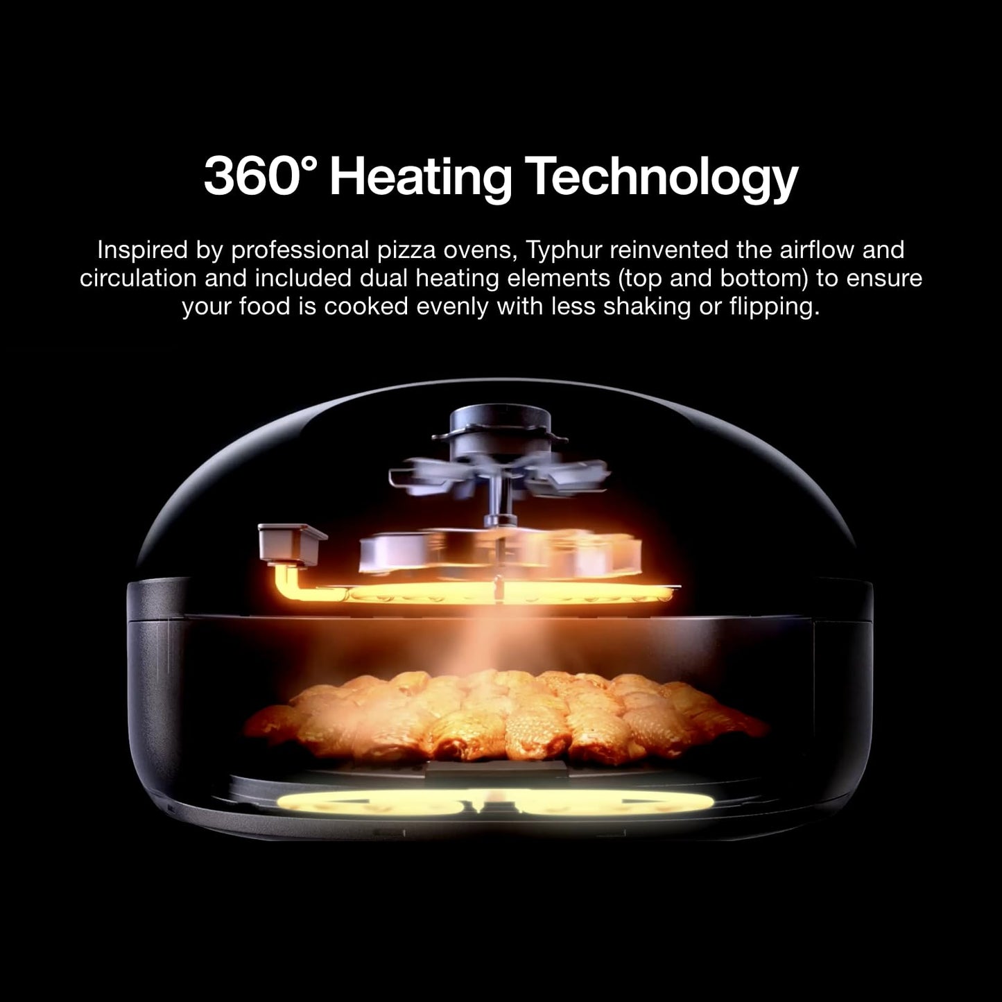 Typhur Dome 2 Air Fryer: smart air fryer with dual heating, self-cleaning, fits pizza, quiet and efficient.