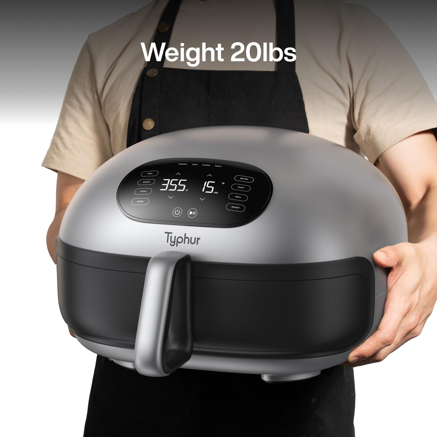 Typhur Dome 2 Air Fryer: smart air fryer with dual heating, self-cleaning, fits pizza, quiet and efficient.