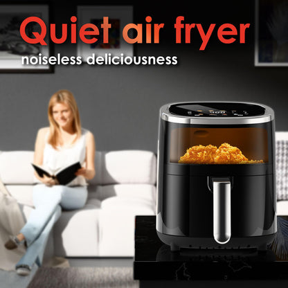 WHUTO Compact Air Fryer: 4.2QT, 9-in-1 functions, touchscreen, view window, compact and easy to use.