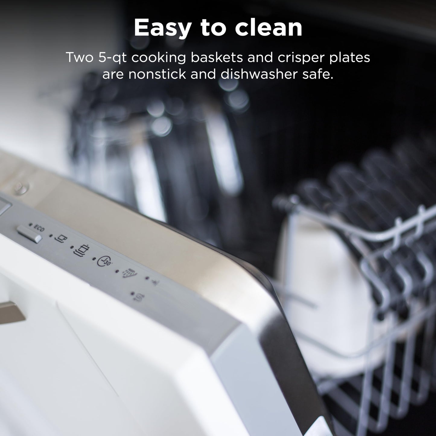 Ninja DZ302 Air Fryer: 10QT dual basket, cook two foods at once, 6-in-1 functions, powerful and efficient cooking.