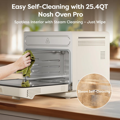 CIARRA 12-in-1 Steam Oven: air fryer combo with steam, 25QT capacity, bake, ferment, dehydrate, self-clean, modern white design.