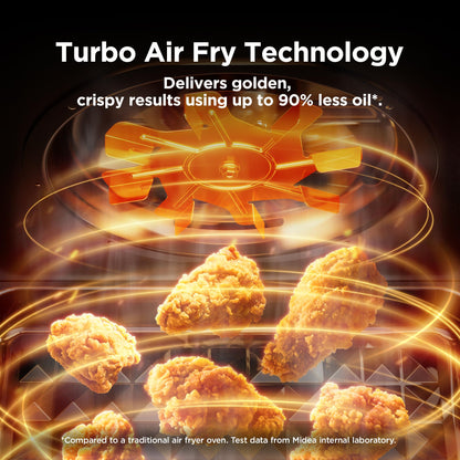 Midea Flexify Pro Oven: air fryer combo, 26.4QT capacity, 450°F fast cooking, French door design, versatile countertop oven.