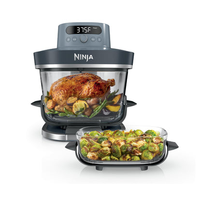 Ninja Crispi Pro: 6-in-1 glass air fryer, 450°F max heat, multi-use containers, safe and versatile cooking.